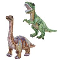 Speelgoed set van 2x pluche dino knuffels T-Rex en Apatosaurus van 30 cm