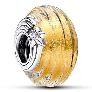 Pandora 792982C01 Bedel Shooting Star Grooved zilver-muranoglas-zirconia zilver- en goudkleurig