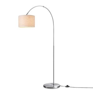 Home sweet home vloerlamp Duke mat staal - met linnen kap wit