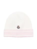 Moncler Enfant bonnet en coton à patch logo - Blanc