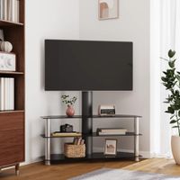 Tv-standaard hoek 3-laags voor 32-70 inch zwart en zilverkleur - thumbnail