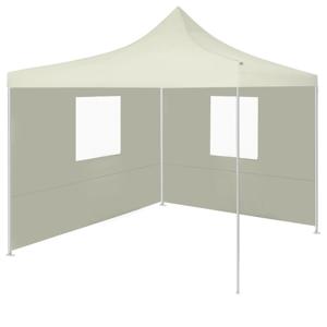 Partytent met 2 zijwanden inklapbaar 2x2 m staal creme