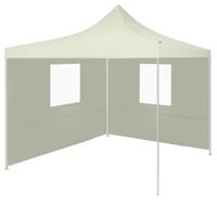 Partytent met 2 zijwanden inklapbaar 2x2 m staal creme - thumbnail