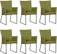 Set van 6 Groene leren industriële eetkamerstoelen Mate - Toledo Leer Apple Green (groen leer) - thumbnail