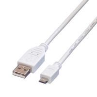 VALUE USB 2.0 Kabel, USB A Male - Micro USB B Male, wit, 0,15 m - thumbnail