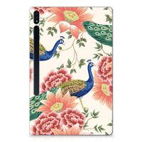 Back Case voor Samsung Galaxy Tab S7 Plus | S8 Plus Pink Peacock - thumbnail