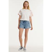 edc Women slim fit short met biologisch katoen dark blu denim