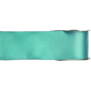 1x Mintgroene satijnlint rollen 2,5 cm x 25 meter cadeaulint verpakkingsmateriaal   -