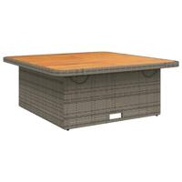 vidaXL Tuintafel 110x110x71 cm poly rattan en acaciahout grijs, tuin tafel, balkontafel, tafel voor buiten, buitentafel, buiten tafel