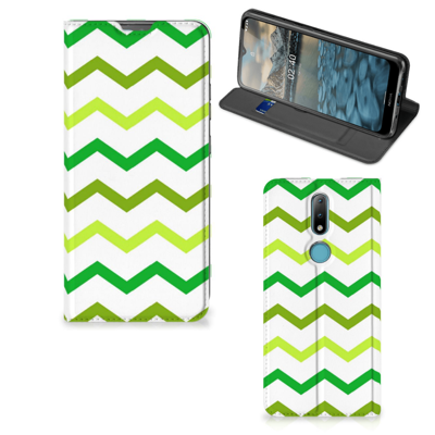 Nokia 2.4 Hoesje met Magneet Zigzag Groen Nokia 2.4 Hoesje met Magneet Zigzag Groen