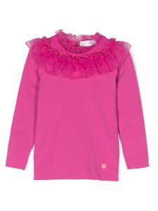 Monnalisa t-shirt en coton à col volanté - Rose