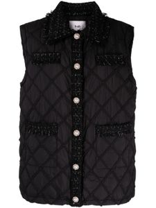 b+ab gilet matelassé en tweed - Noir