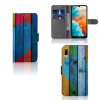 Huawei Y6 (2019) Book Style Case Wood Heart - Cadeau voor je Vriend - thumbnail