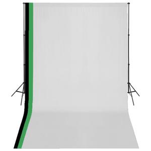 VidaXL Fotostudioset met 3 katoenen achtergronden en frame 3x5 m