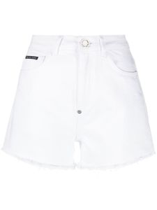 Philipp Plein short en jean à bords francs - Blanc