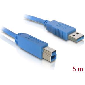 Delock USB-kabel USB 3.2 Gen1 (USB 3.0 / USB 3.1 Gen1) USB-A stekker, USB-B stekker 5.00 m Blauw Vergulde steekcontacten 82582