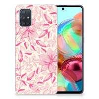 Samsung Galaxy A71 TPU Case Pink Flowers - thumbnail