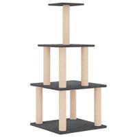 vidaXL Kattenmeubel met sisal krabpalen 111 cm donkergrijs, kattenpaal, kattenboom, kattenkrabpaal, kattenhuis, kattenmeubel, kattenpalen