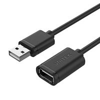 UNITEK kabel USB 2.0 A stekker op USB A bus/verlengkabel / 3 meter, zwart/verlenging voor printer, toetsenbord, kaartlezer etc. / Y-C417GBK