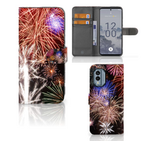 Nokia X30 Wallet Case met Pasjes Vuurwerk - thumbnail