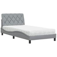 vidaXL Bed met matras stof lichtgrijs 100x200 cm