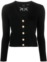 PINKO cardigan nervuré en laine à col v - Noir