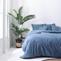 Dekbedovertrek Plain Percale - Lits-Jumeaux (240x220 cm) - Blauw Percale katoen - Dessin: Effen - Presence - Dekbed-Discounter.nl