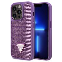 iPhone 15 Pro Guess Rhinestones Triangle Metal Logo Case - Purple - thumbnail