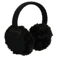 Zwarte pluche oorwarmers met fijn gebreide accenten voor volwassenen   -