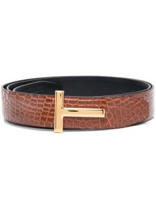 TOM FORD ceinture en cuir à boucle logo - Marron