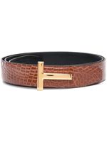 TOM FORD ceinture en cuir à boucle logo - Marron - thumbnail