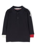 Moncler Enfant logo-patch long-sleeved polo shirt - Bleu - thumbnail