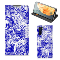 Mobiel BookCase OPPO Reno3 | A91 Angel Skull Blauw