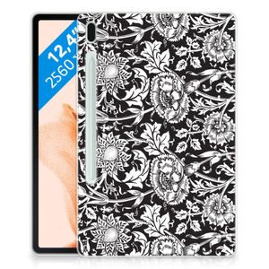 Samsung Galaxy Tab S7FE Siliconen Hoesje Black Flowers