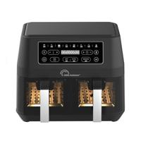 LITTLE BALANCE 8765 Crousty Light Duo, friteuse zonder olie, Air Fryer, 2 laden, antiaanbaklaag, PFAS-vrij, 8 vooraf ingestelde programma's, 7,6 liter voor 6 personen, 2460 W, zwart
