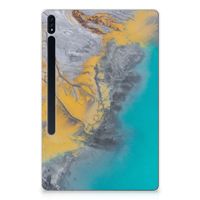 Samsung Galaxy Tab S7 Plus | S8 Plus Tablet Back Cover Marble Blue Gold - thumbnail