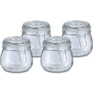 Weckpot/inmaakpot Alfie - 4x - 500 ml - glas - beugelsluiting - D11 x H11 cm