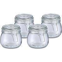 Weckpot/inmaakpot Alfie - 4x - 500 ml - glas - beugelsluiting - D11 x H11 cm - thumbnail