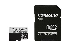 Transcend TS128GUSD340S 340S MicroSDXC w/ adapter, 128 GB, UHS-I U3 A2, 3D NAND, 160/ 125 MB/s