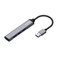 AISENS - A106-0540 - USB 3.0 HUB aluminium, type A/M-4xType A/H, grijs, 10 cm