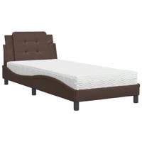 vidaXL Bed met matras kunstleer bruin 80x200 cm, bedframe, bed ombouw, eenpersoonsbed, bedbodem, slaapkamermeubel, 1 persoonsbed, logeerbed