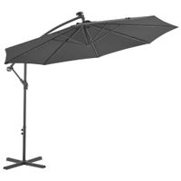 Zweefparasol met LED-verlichting stalen paal 300 cm antraciet - thumbnail