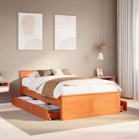 vidaXL Bedframe zonder matras met hoofdbord hout wasbruin 120x190 cm, bed, bed ombouw, boxspring, bedbodem, slaapkamermeubel, stapelbed