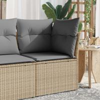 Tuinhoekbank met kussens poly rattan beige - thumbnail