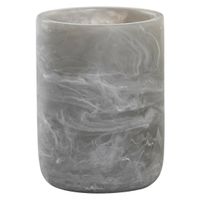 Badkamer tandenborstelhouder / drinkbeker - polyresin - marmer look grijs - 10 cm   - - thumbnail