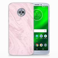 Motorola Moto G6 Plus TPU Siliconen Hoesje Marble Pink - Origineel Cadeau Vriendin