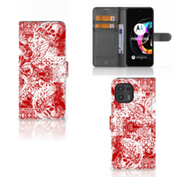 Telefoonhoesje met Naam Motorola Edge 20 Lite Angel Skull Rood - thumbnail