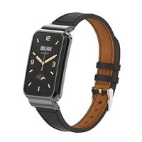 By Qubix - Classic leren bandje met case - Zwart - Xiaomi Smart band 7 Pro