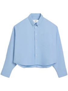 AMI Paris logo-embroidered poplin shirt - Bleu