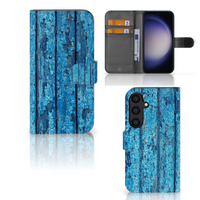 Samsung Galaxy S24 Book Style Case Wood Blue - thumbnail